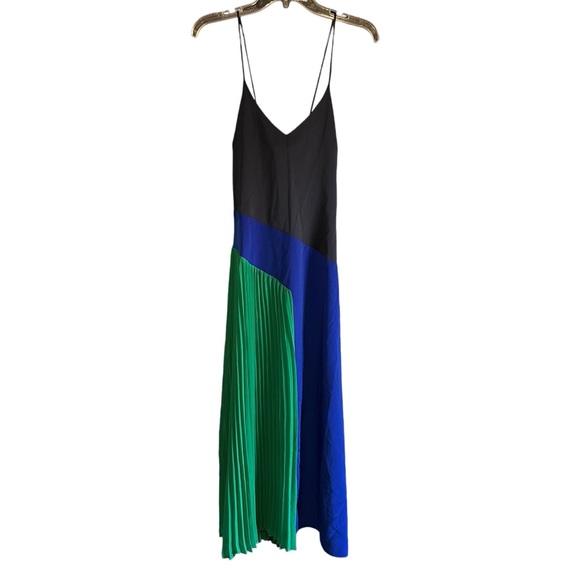 CUSHNIE For Target Colorblock Pleated Midi Dress Navy/Green NWT Sz 10 Modern - Picture 3 of 12